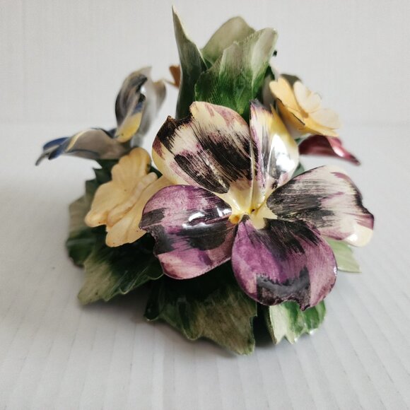 Capodimonte Other - Capodimonte Italy Porcelain Candle Holder Flowers Butterfly Multicolor